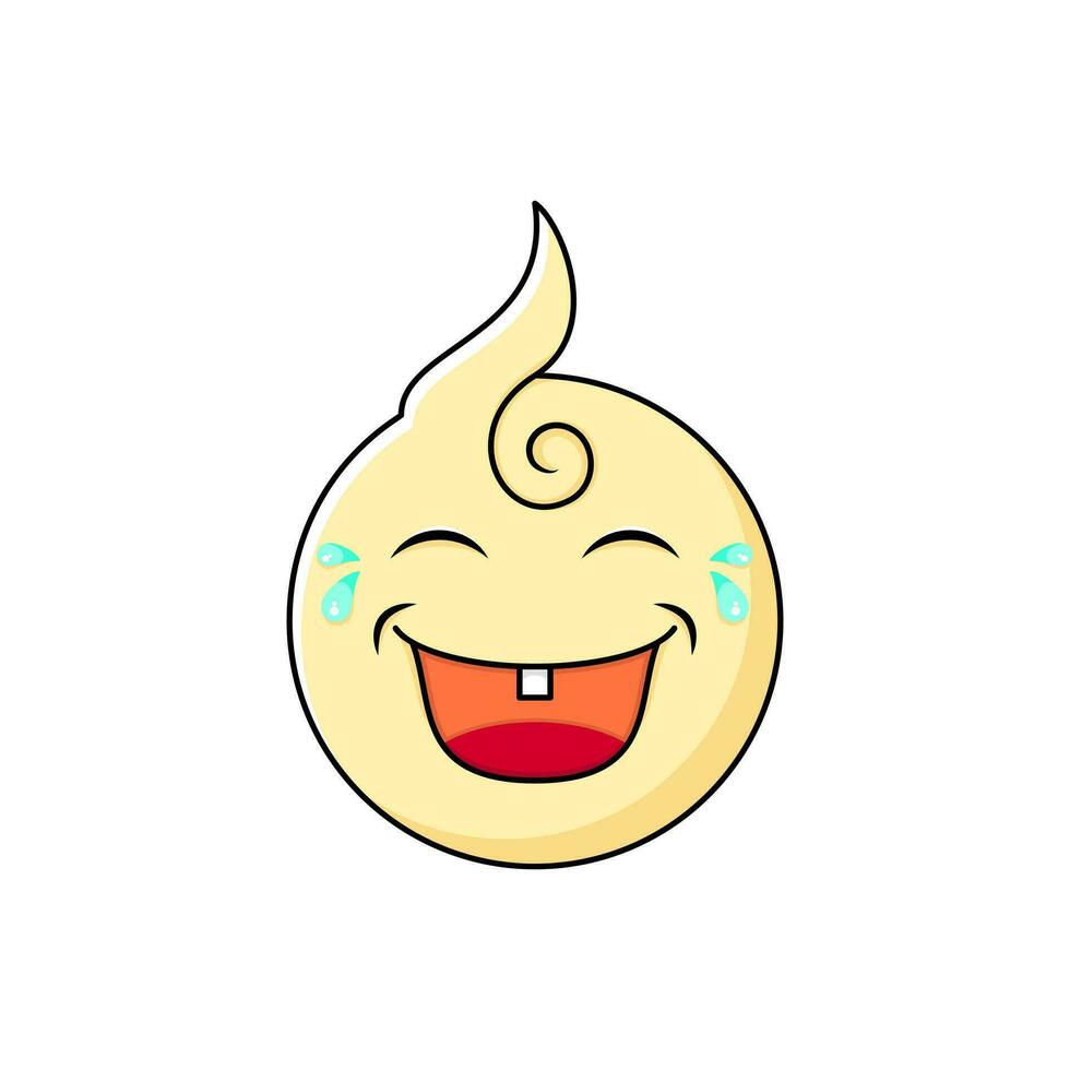 risa expresión. linda bebé emoticono color, plano y sencillo contorno estilo. usado para icono, pegatina o logo vector