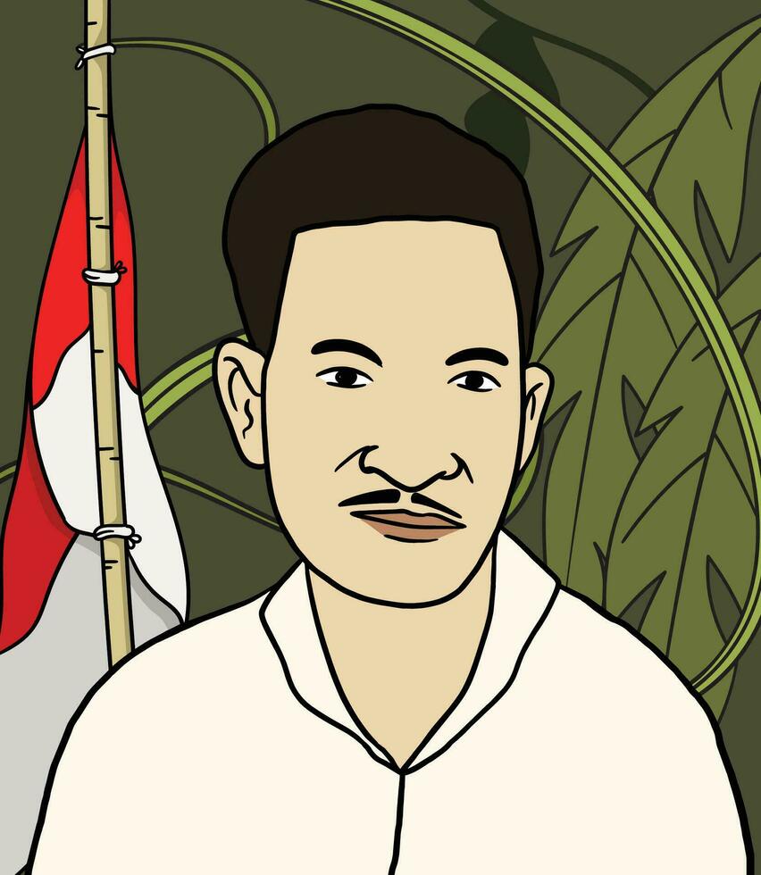 Oeste Papuasia héroe retrato ilustración. contento indonesio nacional héroes día vector