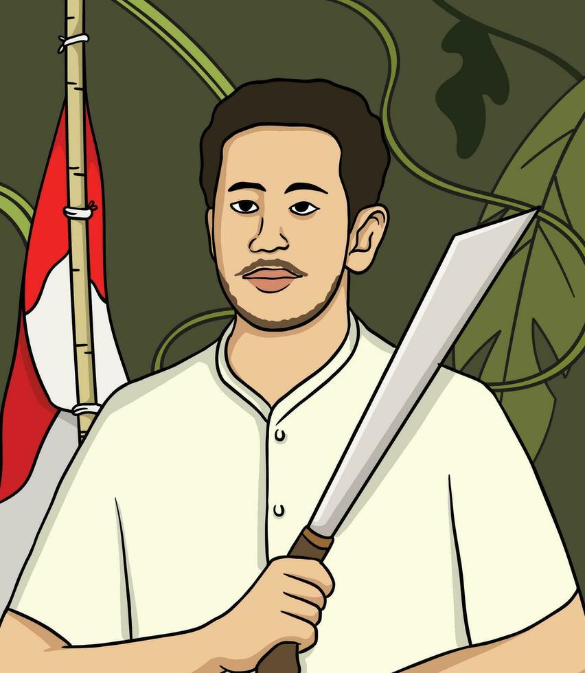 Pattimura portrait illustration. Happy Indonesian National Heroes day vector