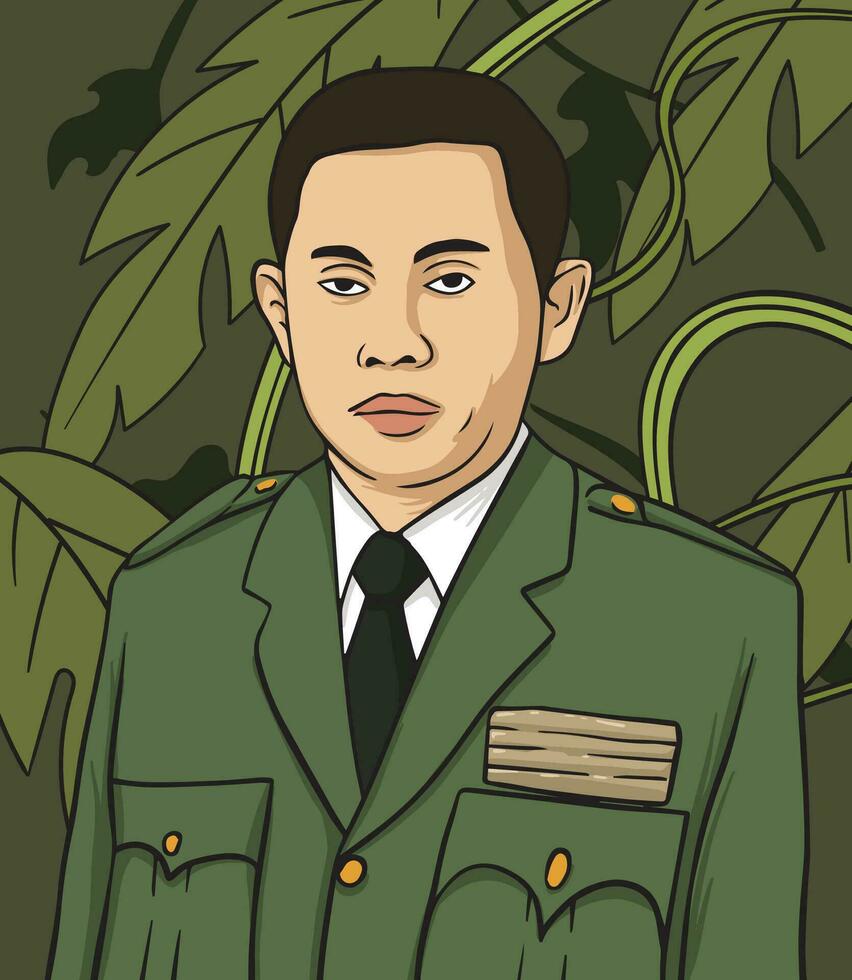 ahmad yani héroe retrato ilustración. contento indonesio nacional héroes día vector