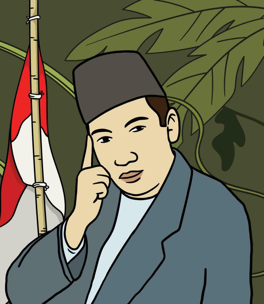 norte sumatera héroe retrato ilustración. contento indonesio nacional héroes día vector