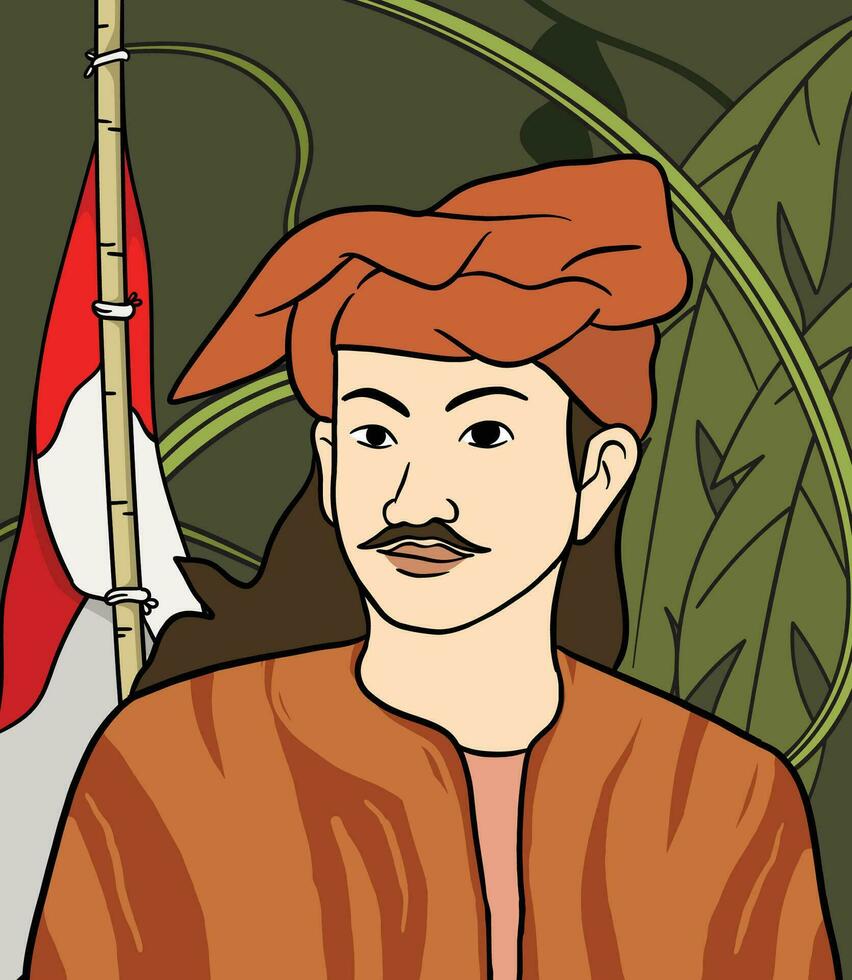 Lampung héroe retrato ilustración. contento indonesio nacional héroes día vector