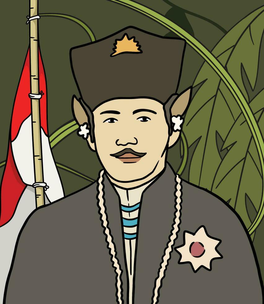 banten héroe retrato ilustración. contento indonesio nacional héroes día vector