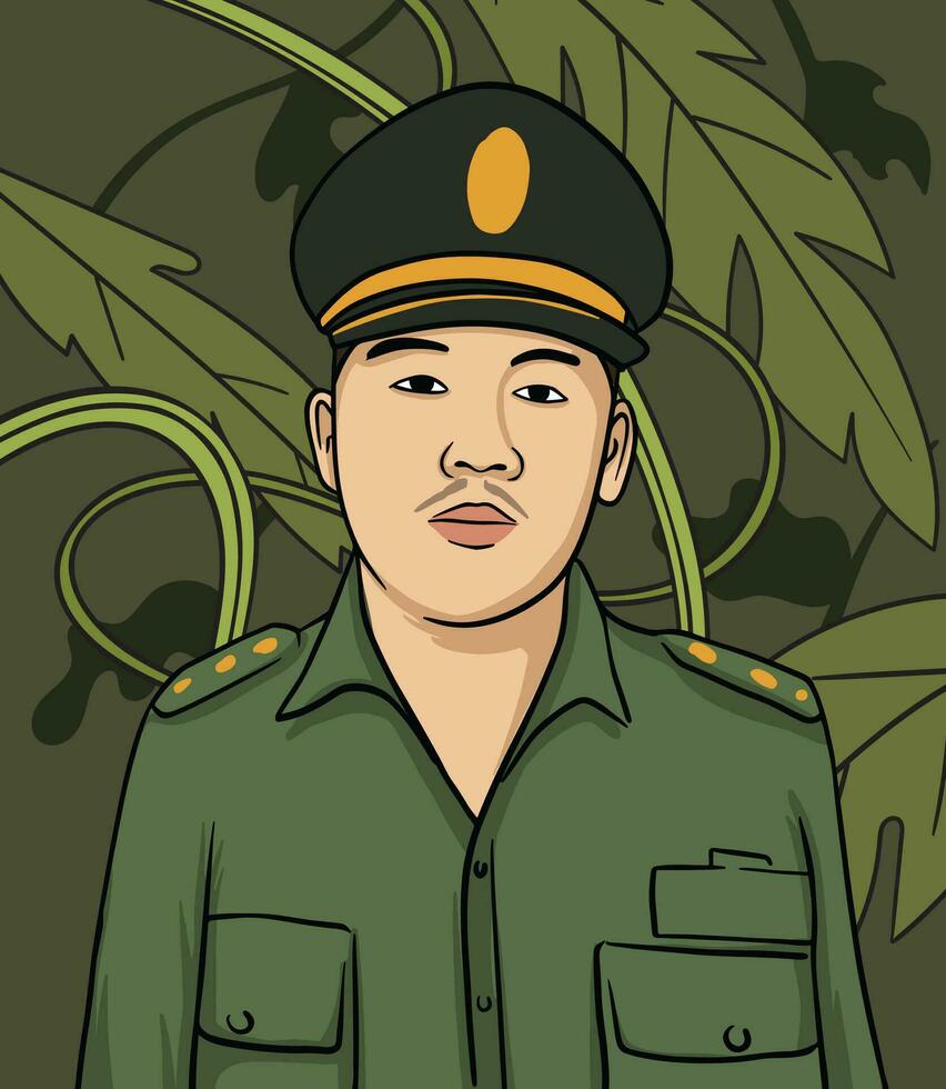 brigjen katamso héroe retrato ilustración. contento indonesio nacional héroes día vector