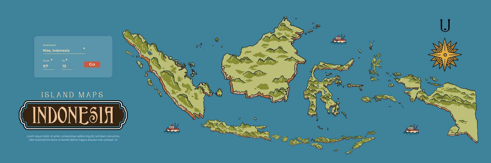 Isolated Indonesia islands map handdrawn illustration vector