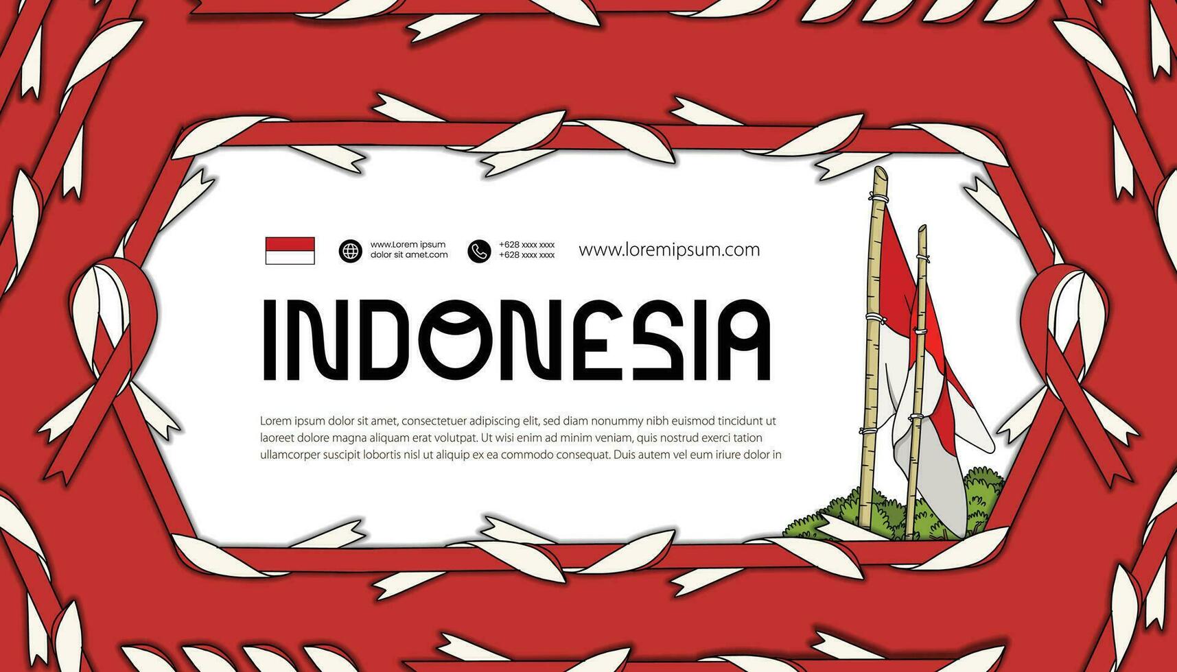 Selamat hari kemerdekaan Indonesia. translation happy indonesian independence day illustration landing page vector