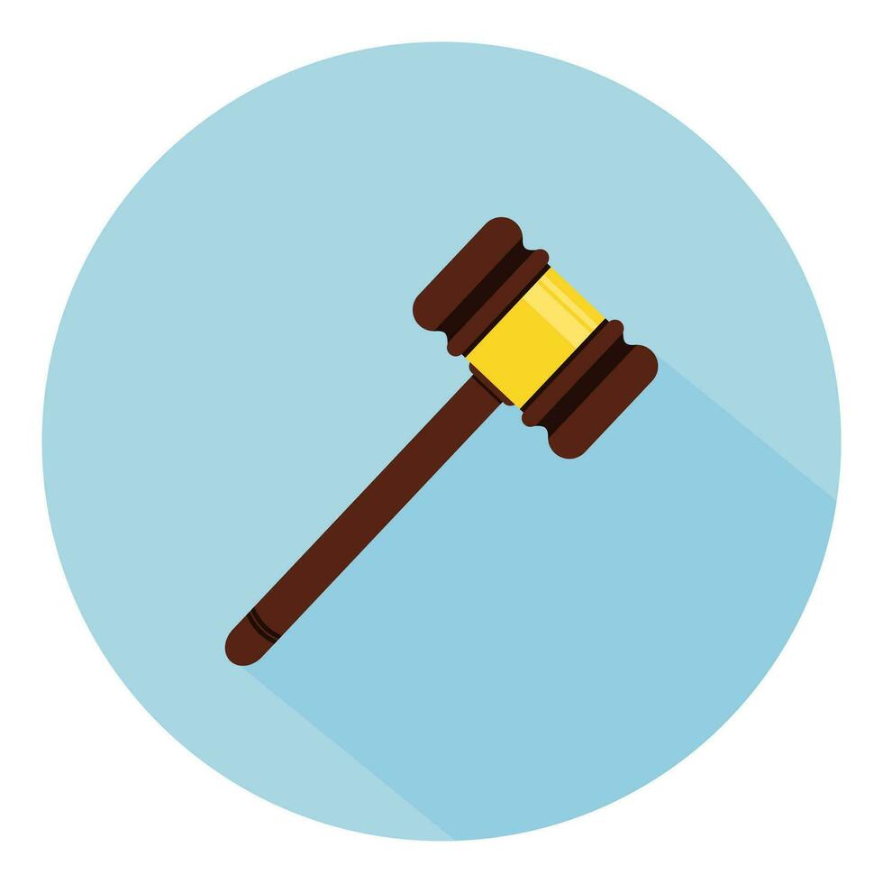 Gavel Icon. Flat icon of tribunal, auction hammer. Illustration Of Flat Icon Judge Gavel Isolated. Can Be Used As Hammer, Judge And Gavel Symbols. vector