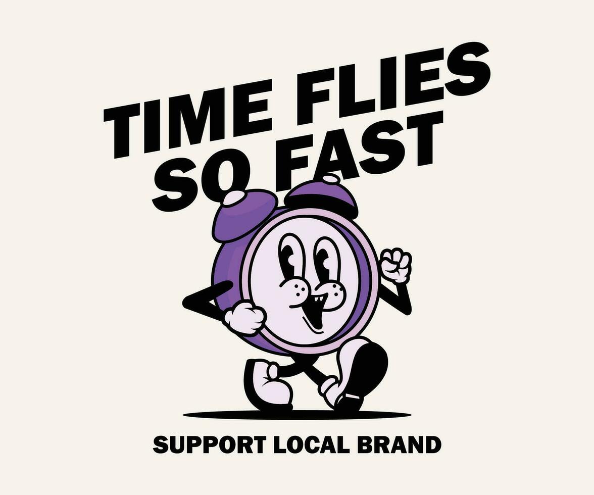 cartoon character of time Graphic Design for T shirt Street Wear and Urban Style vector