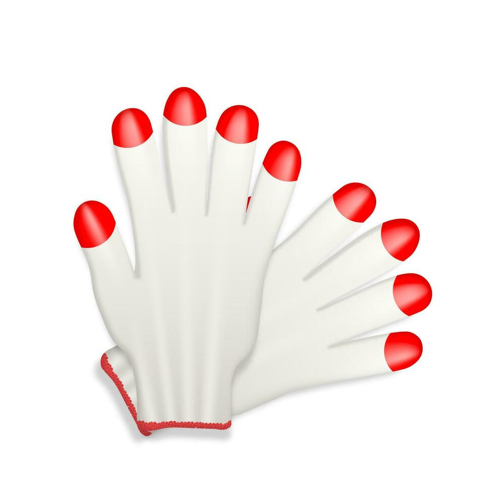 White work gloves with red fingertips vector