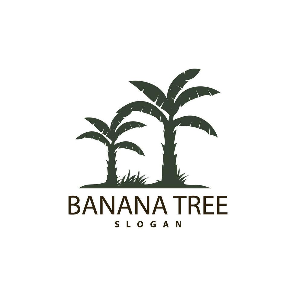 Banana Tree Logo, Banana Tree Simple Silhouette Design, Plant Icon Symbol Vector Illustration