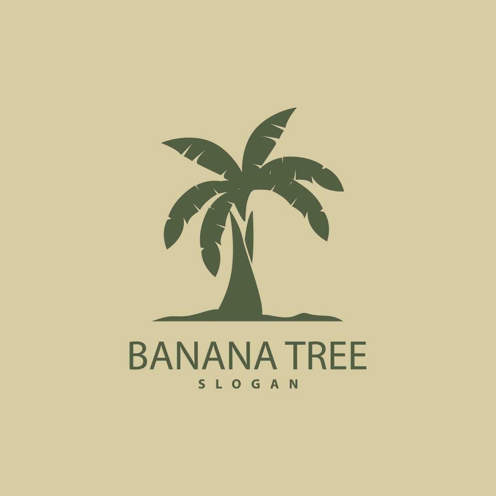 Banana Tree Logo, Banana Tree Simple Silhouette Design, Plant Icon Symbol Vector Illustration