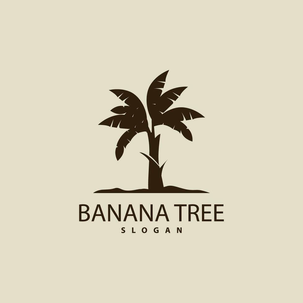 Banana Tree Logo, Banana Tree Simple Silhouette Design, Plant Icon Symbol Vector Illustration