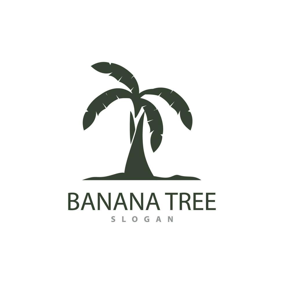 Banana Tree Logo, Banana Tree Simple Silhouette Design, Plant Icon Symbol Vector Illustration