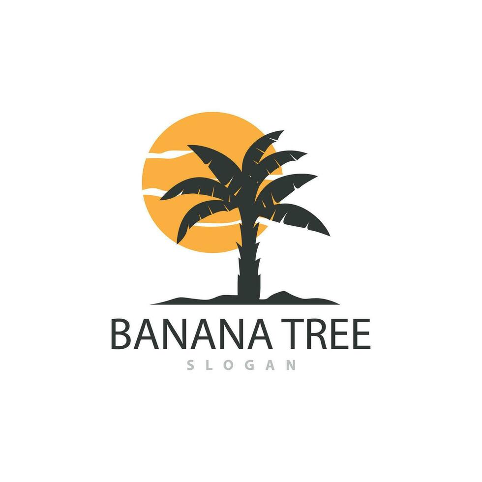 Banana Tree Logo, Banana Tree Simple Silhouette Design, Plant Icon Symbol Vector Illustration
