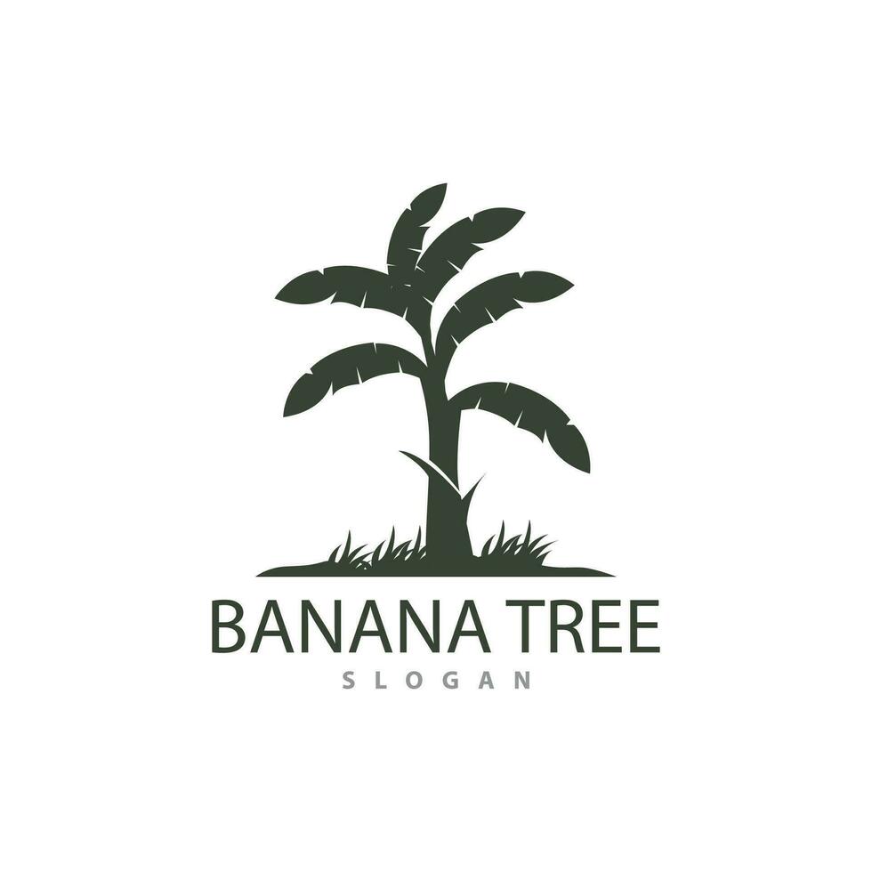 Banana Tree Logo, Banana Tree Simple Silhouette Design, Plant Icon Symbol Vector Illustration