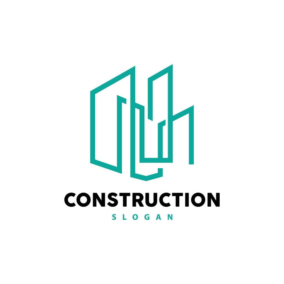 Building Logo, Vector For Building Construction, Premium Simple Line Design
