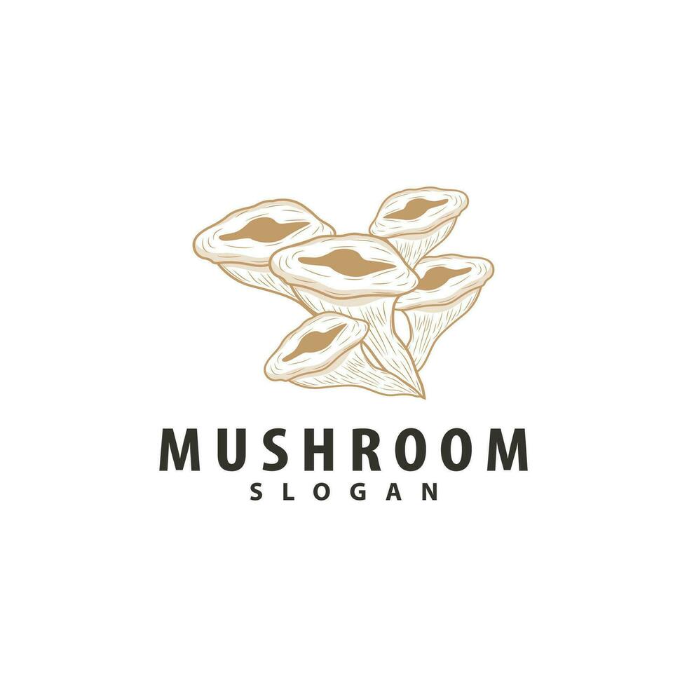Mushroom Logo, Retro Minimalist Design, Food Vector, Mushroom Plant, Icon Illustration Symbol vector