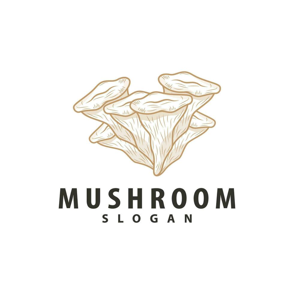 Mushroom Logo, Retro Minimalist Design, Food Vector, Mushroom Plant, Icon Illustration Symbol vector