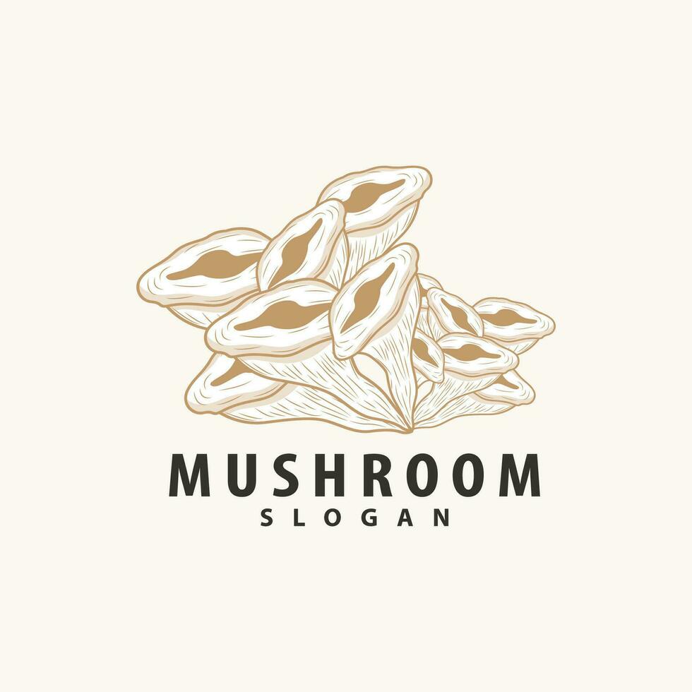 Mushroom Logo, Retro Minimalist Design, Food Vector, Mushroom Plant, Icon Illustration Symbol vector