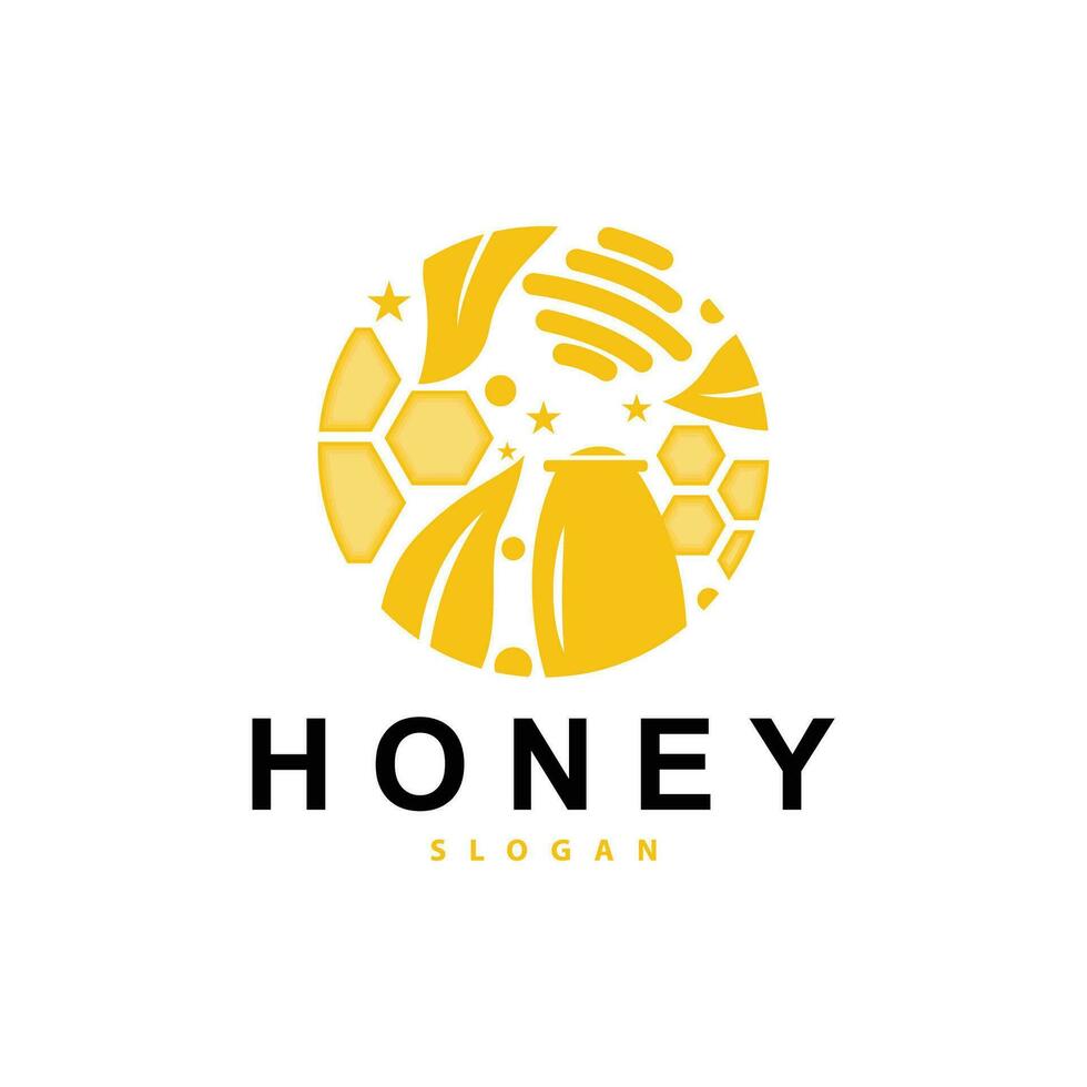 Honey Logo, Honey Bee Animal Vector, Livestock Design Simple Minimalist Icon Symbol Illustration vector