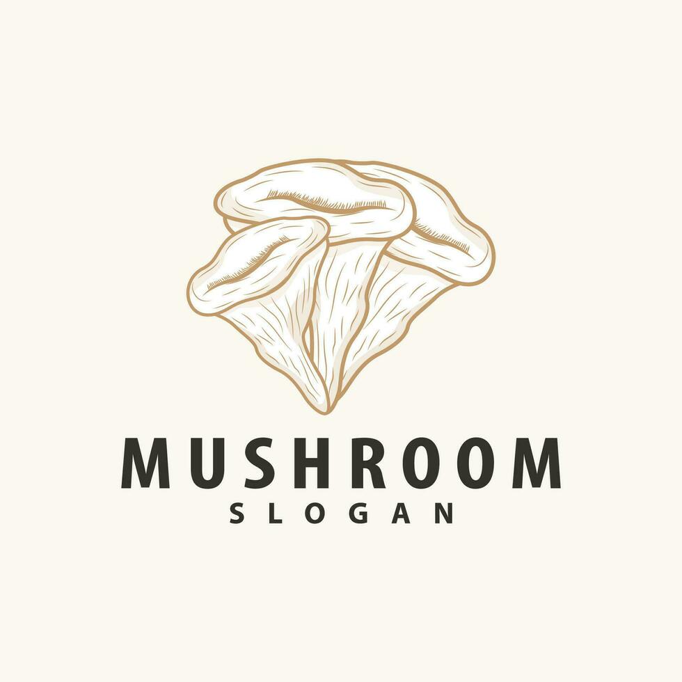 Mushroom Logo, Retro Minimalist Design, Food Vector, Mushroom Plant, Icon Illustration Symbol vector