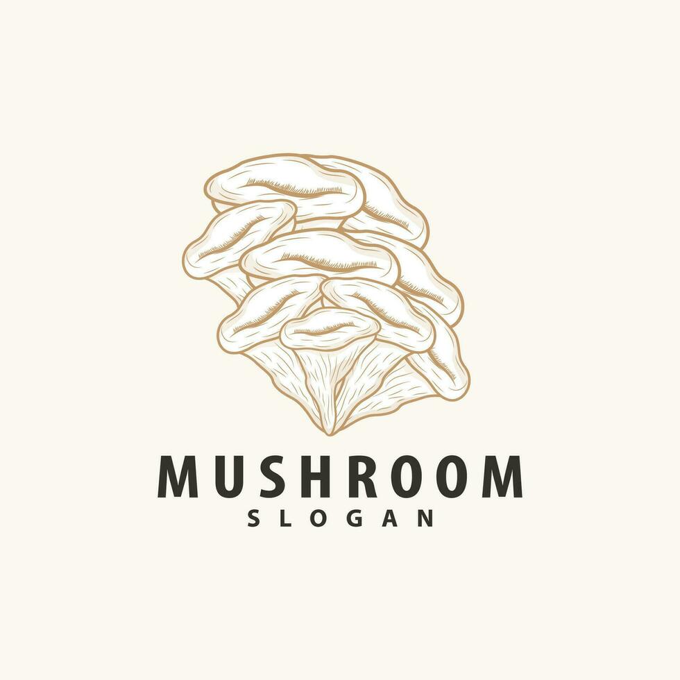 Mushroom Logo, Retro Minimalist Design, Food Vector, Mushroom Plant, Icon Illustration Symbol vector