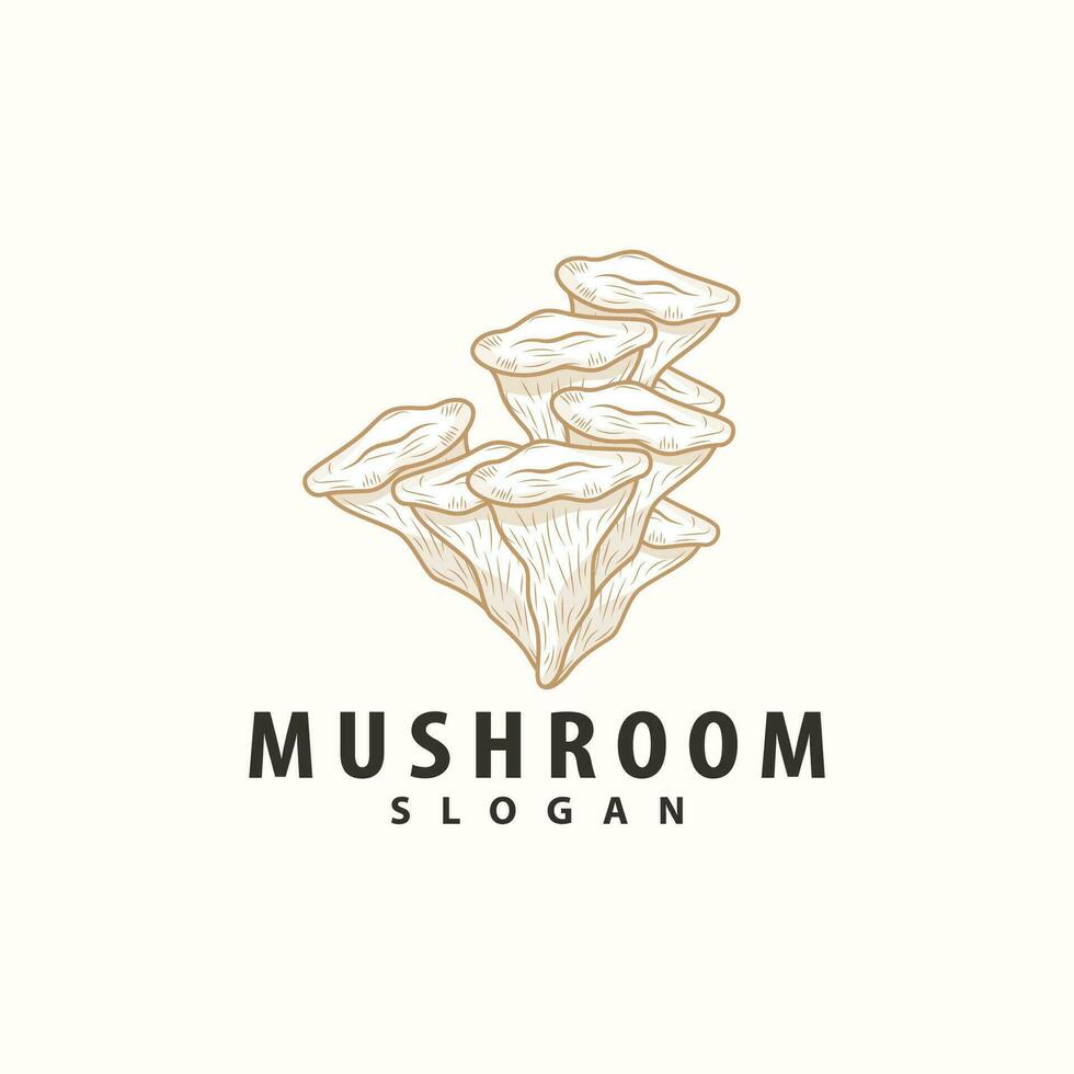 Mushroom Logo, Retro Minimalist Design, Food Vector, Mushroom Plant, Icon Illustration Symbol vector