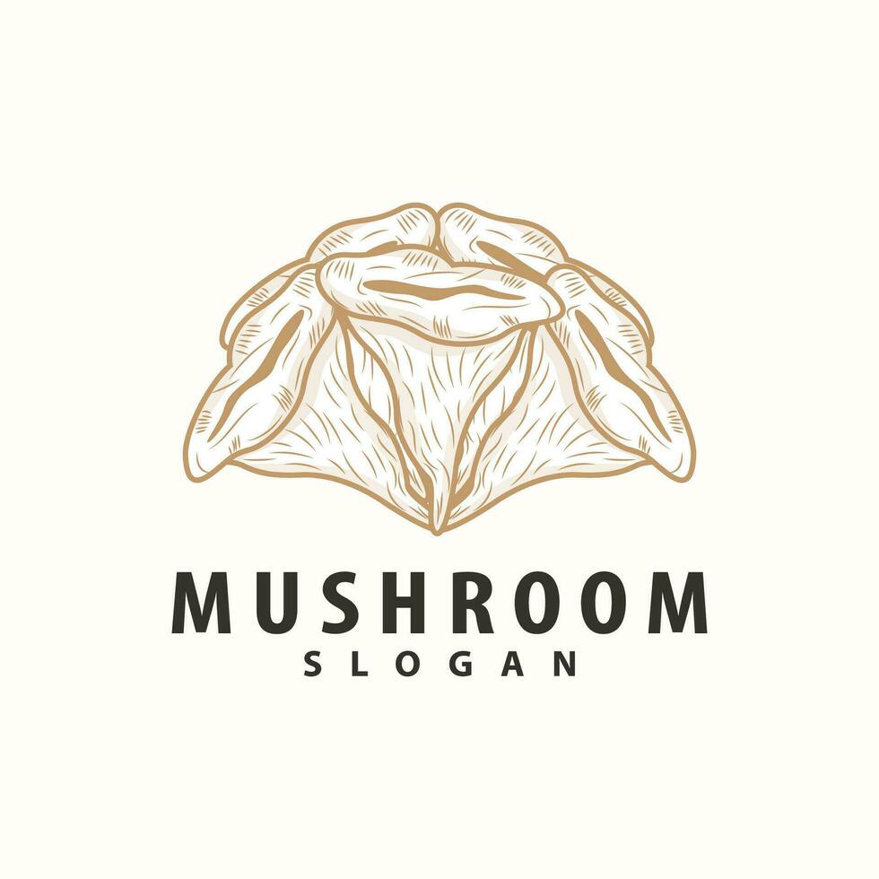Mushroom Logo, Retro Minimalist Design, Food Vector, Mushroom Plant, Icon Illustration Symbol vector