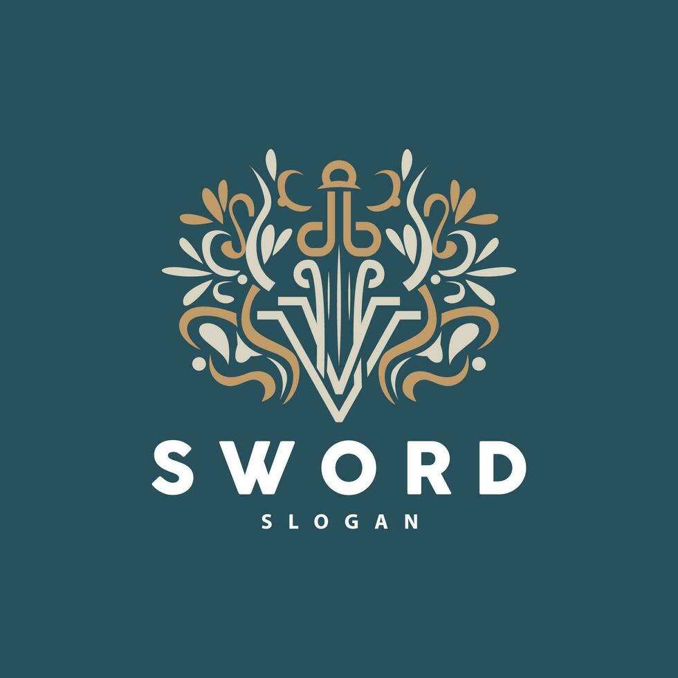 Sword Logo, Fighter War Weapon Vector, Premium Retro Vintage Typography Design vector