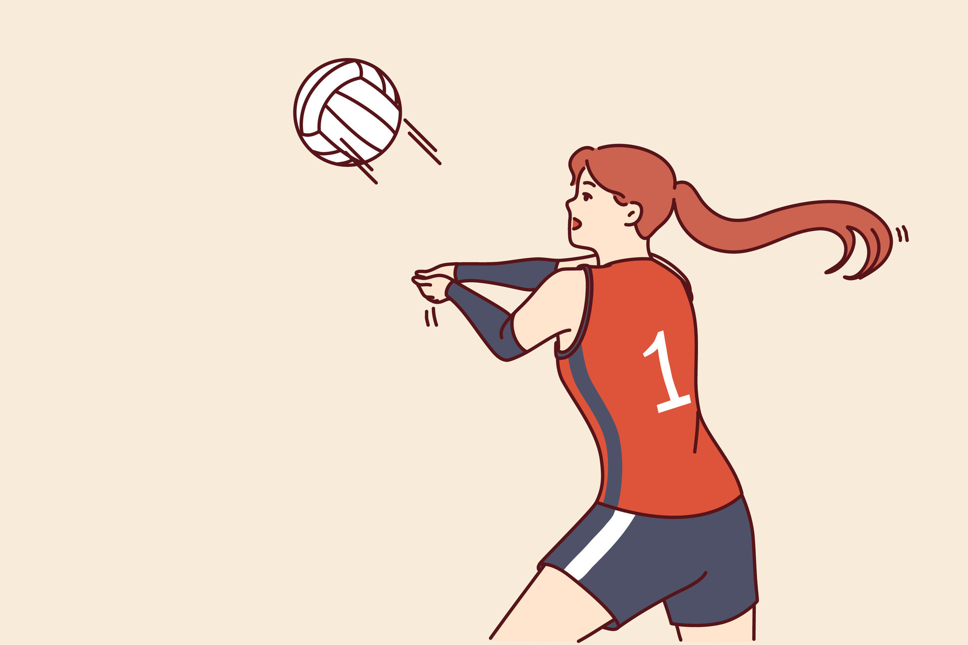 Woman volleyball player tosses ball to score goal for opposing team