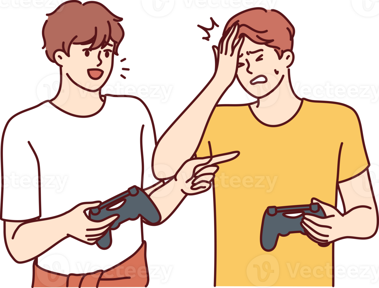 hombres jugar vídeo juego y sostener palancas de mando para computadora o consola durante hogar esports torneo png