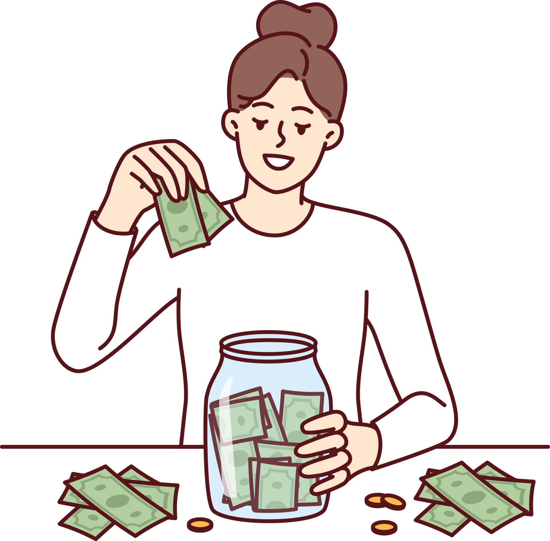 Woman Puts Money In Jar Wanting To Save Up To Buy Own House Or Start Woman Puts Money In Jar Wanting To Save Up To Buy Own House Or Start