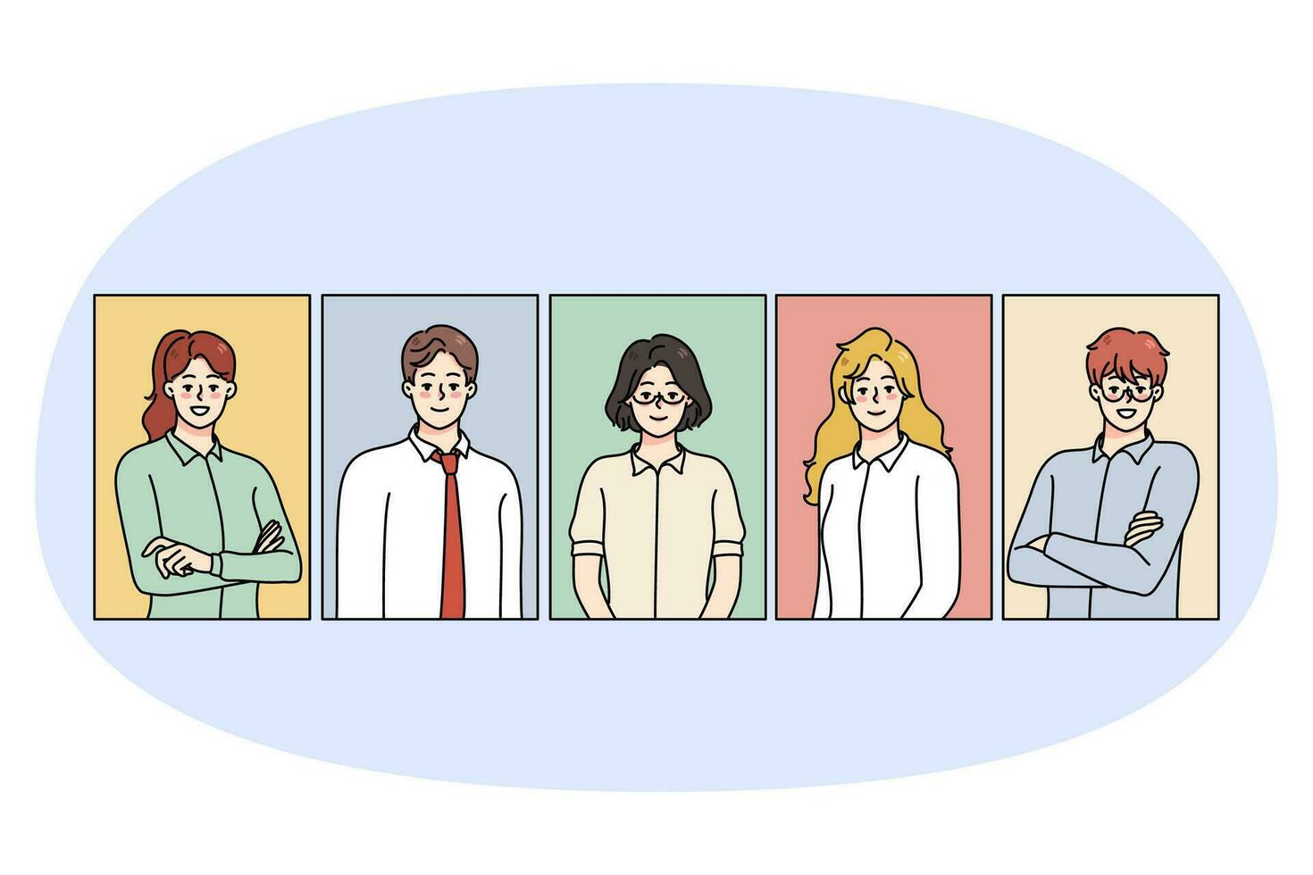 Portraits of diverse employees posing vector