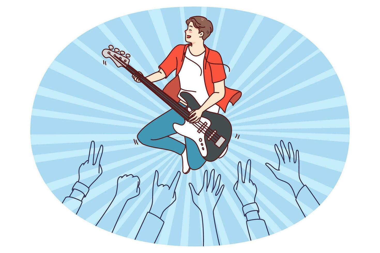 hombre artista jugando guitarra en etapa vector