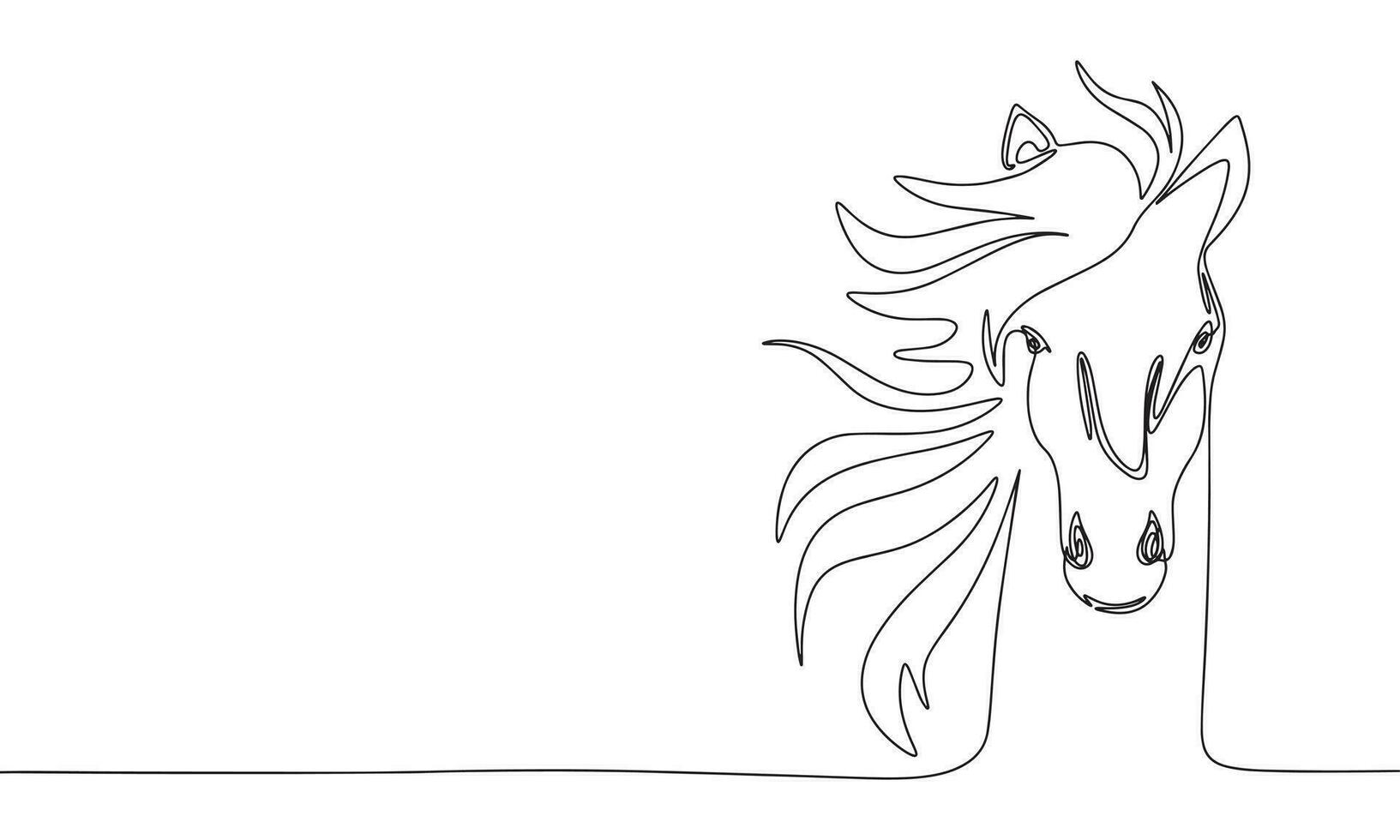 Continuous line art or One Line Drawing of head of horse picture vector illustration
