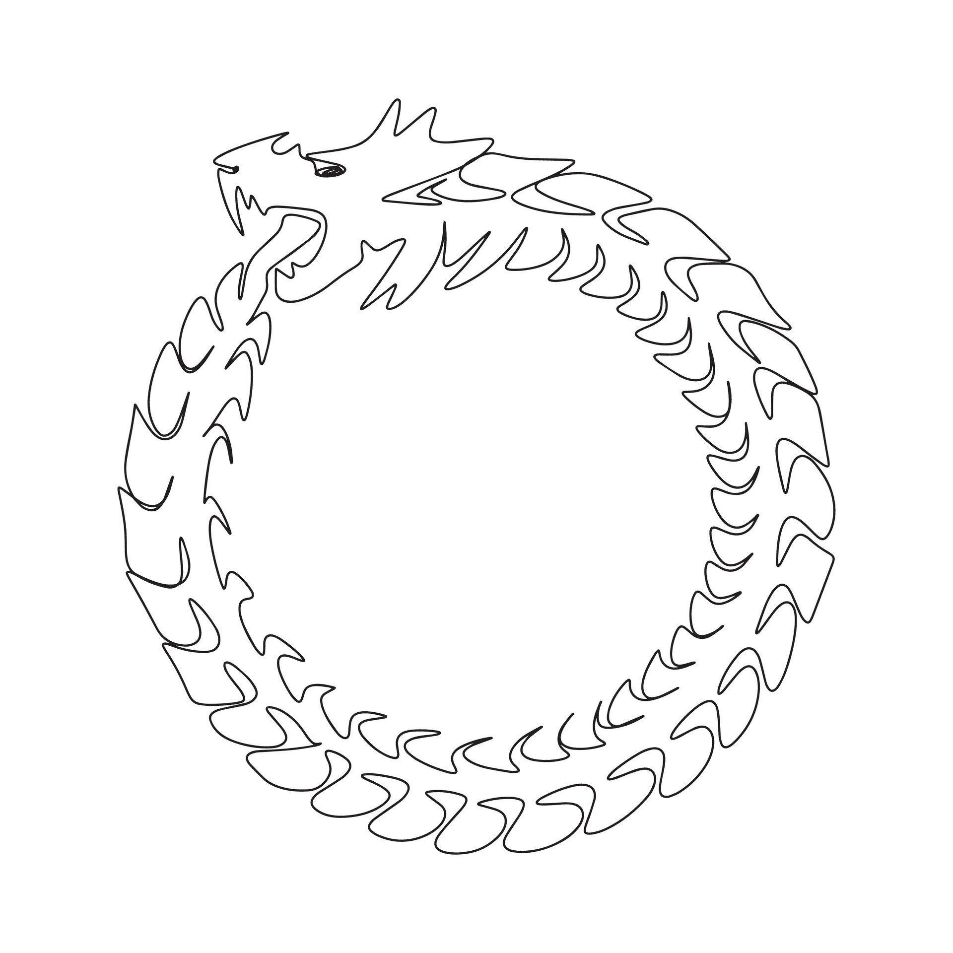 One line continuous dragon eats its own tail. Circle dragon symbol 2024 ...