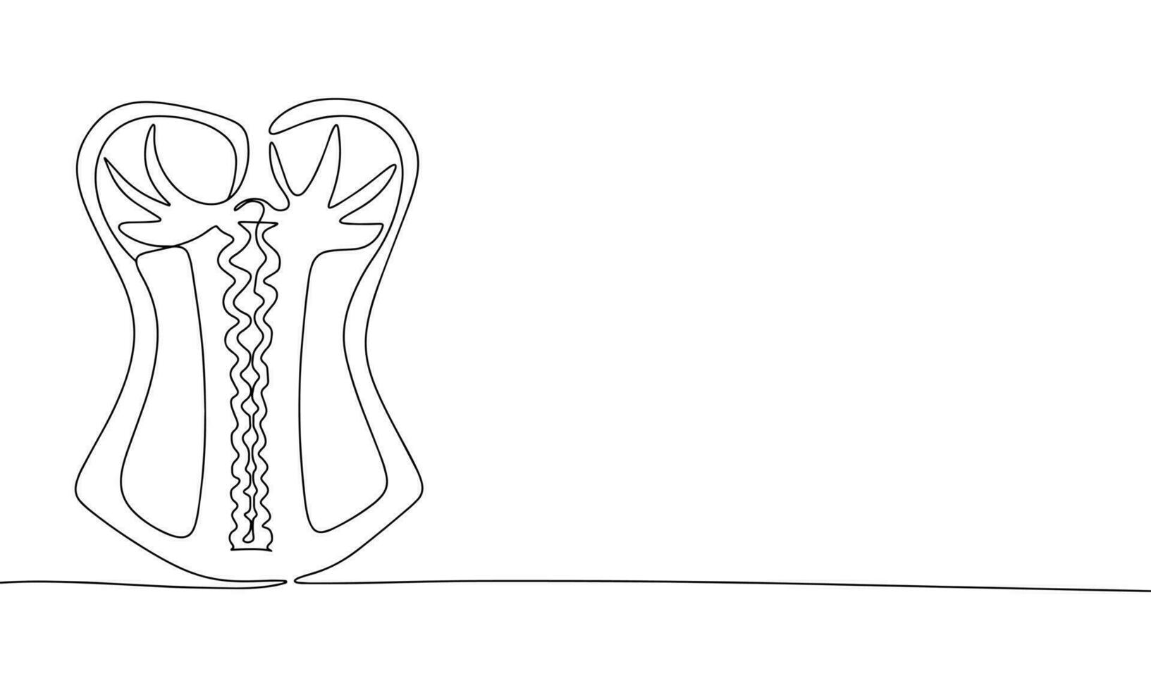 Fashion minimal banner. One line continuous with corset vector illustration. Outline, line art silhouette, monoline.