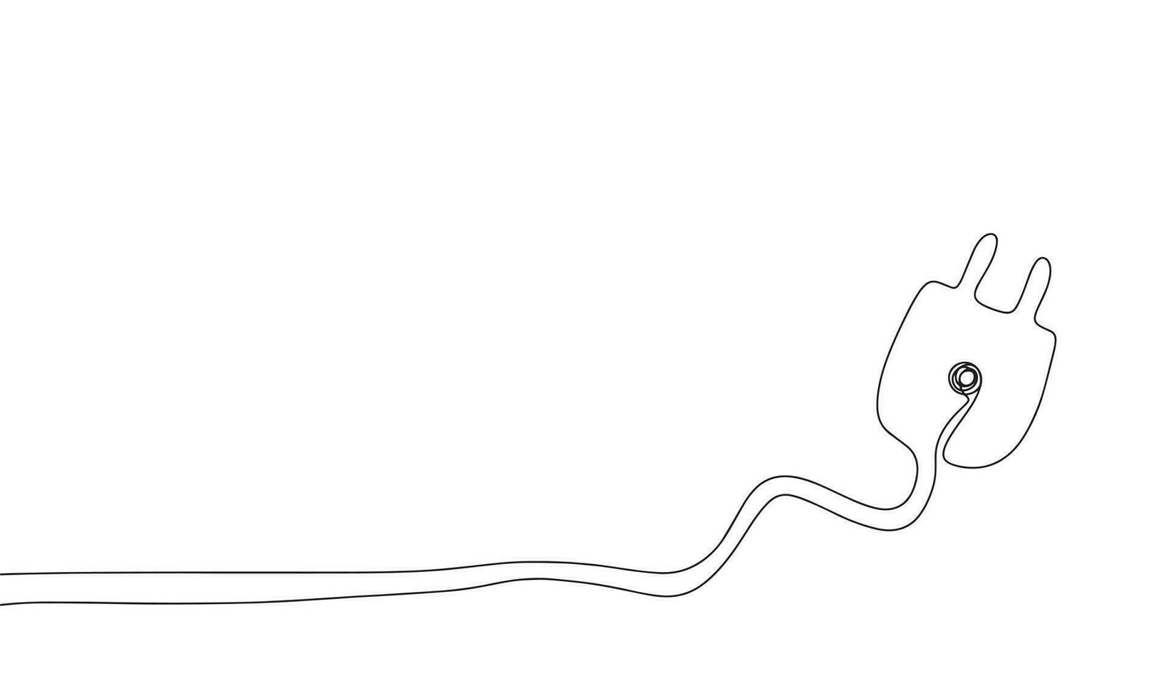 Energy minimal banner. One line continuous with socket plug vector illustration. Outline, line art silhouette, monoline.