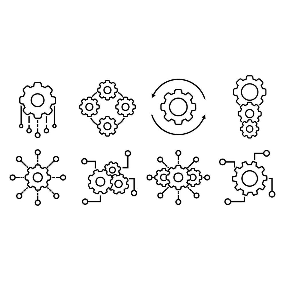 Automated system icon vector set. Function settings illustration sign collection. Editable symbol. Development logo.