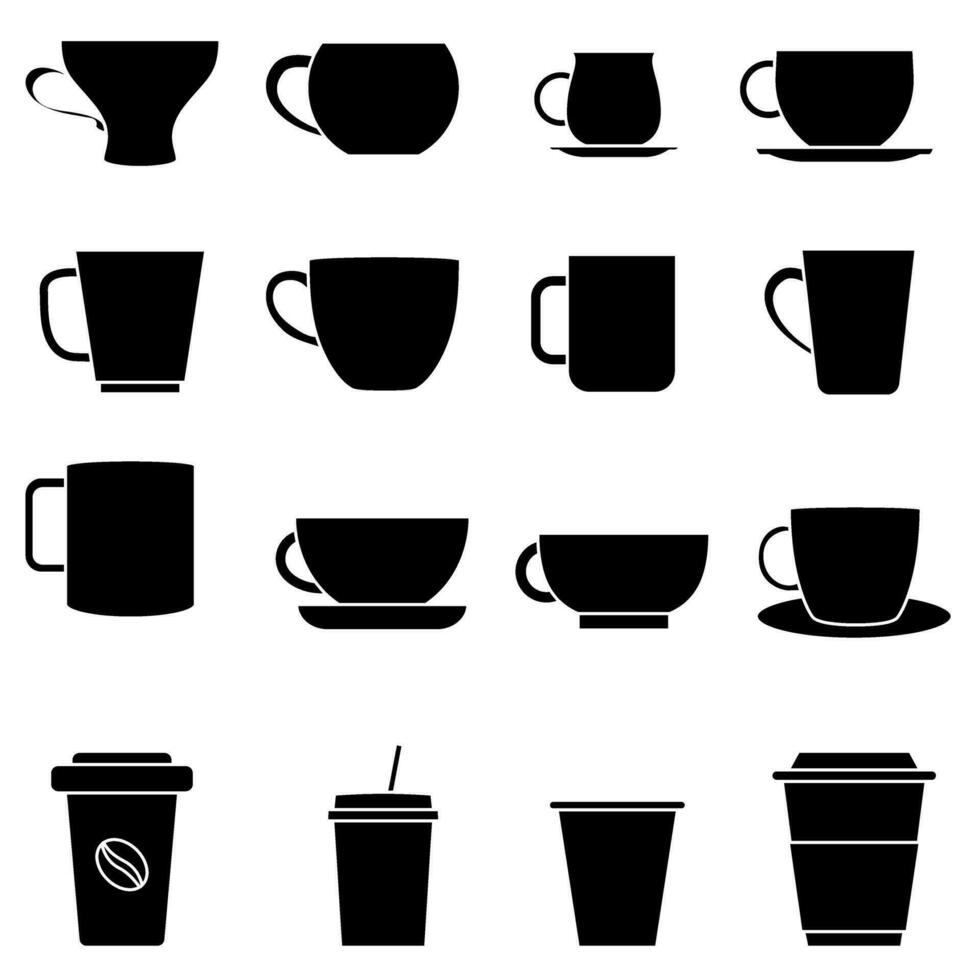 café taza icono vector colocar. té taza ilustración firmar recopilación. moca símbolo. té logo. caliente bebida marca.