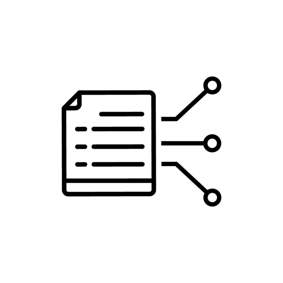 Storage and analysis vector icon. big data processing technology illustration sign. Manual document symbol. cogwheel and paper file logo.