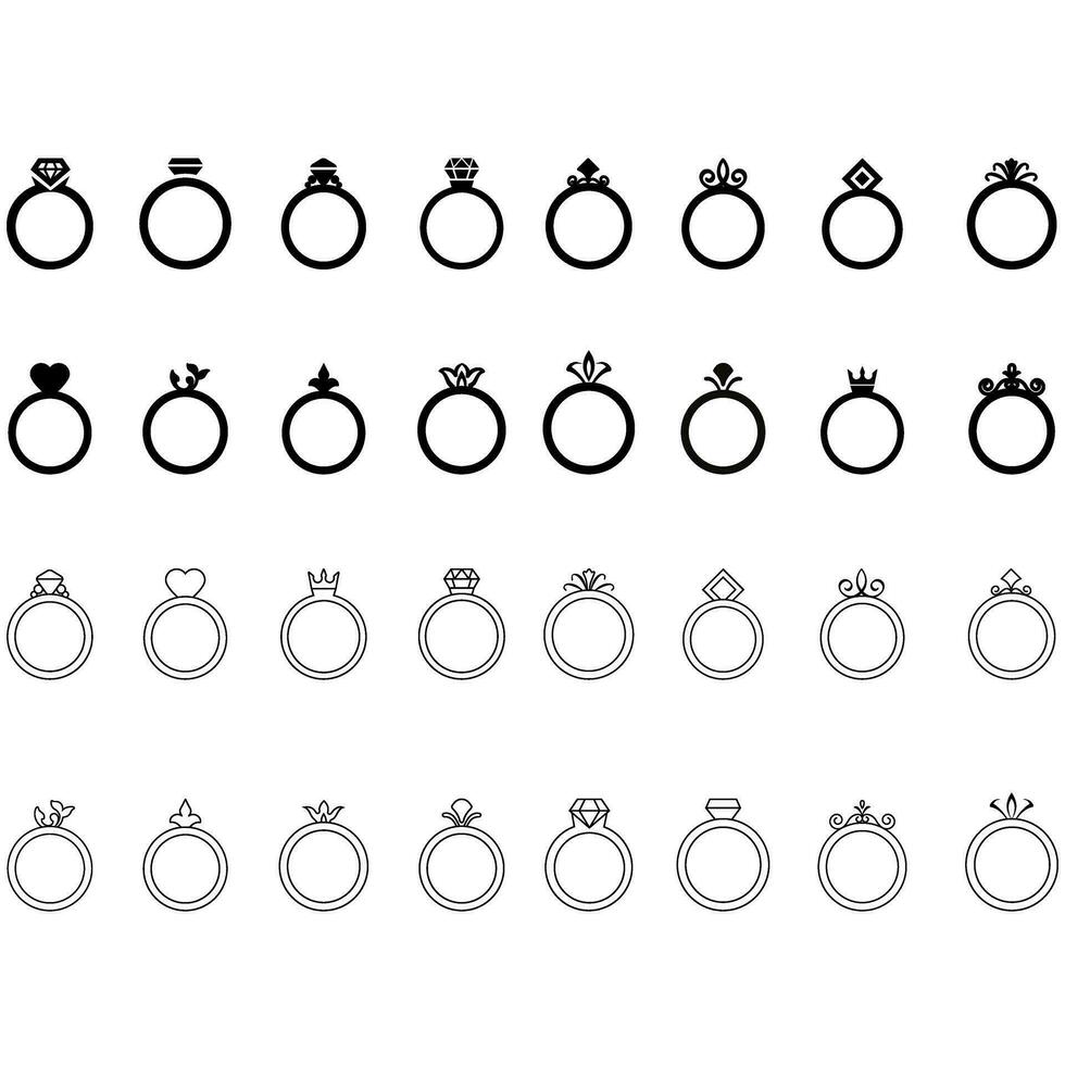 Ring icon vector set. Wedding illustration sign collection. Jewel symbol. Gem logo.