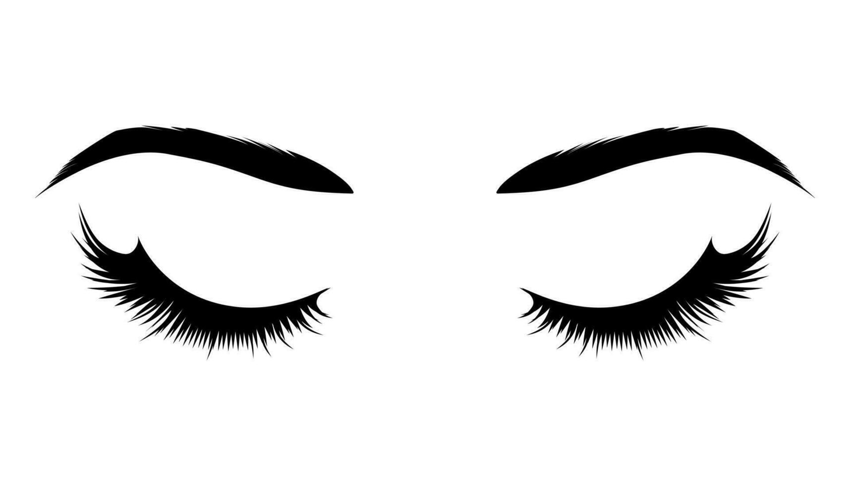 Realistic female closed eyes with eyebrows and long eyelashes. vector