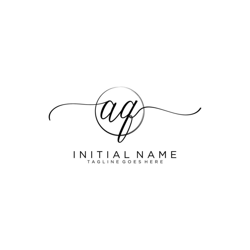 AQ logo Initial handwriting or handwritten for identity. Logo with signature and hand drawn style. vector