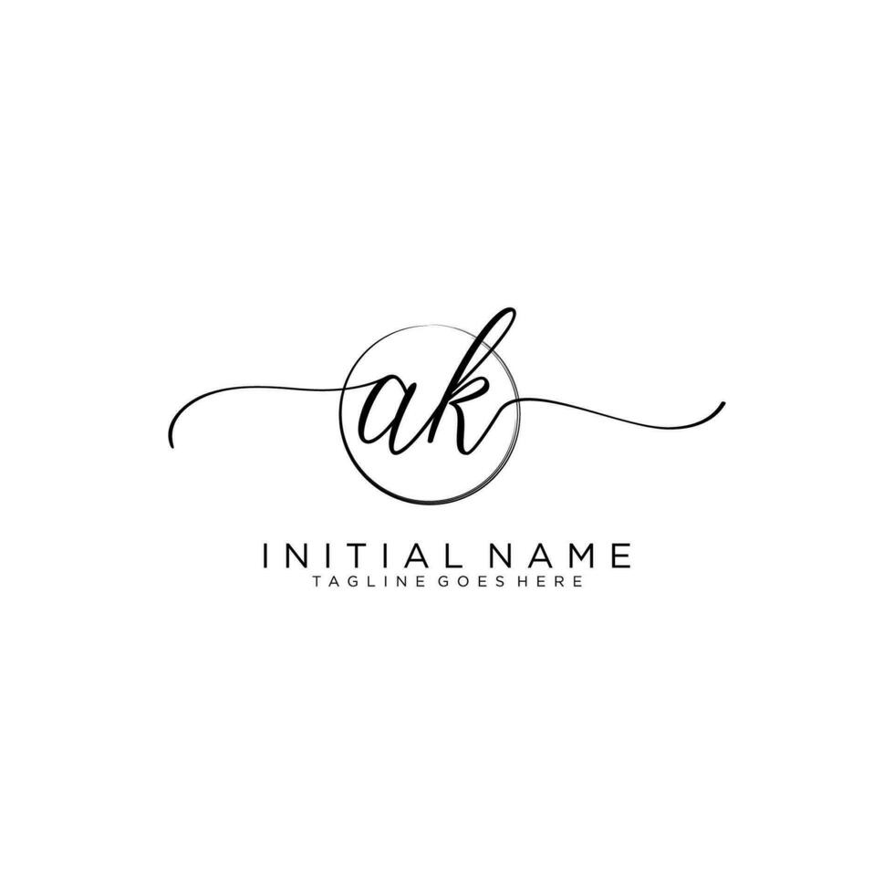 AK logo Initial handwriting or handwritten for identity. Logo with signature and hand drawn style. vector