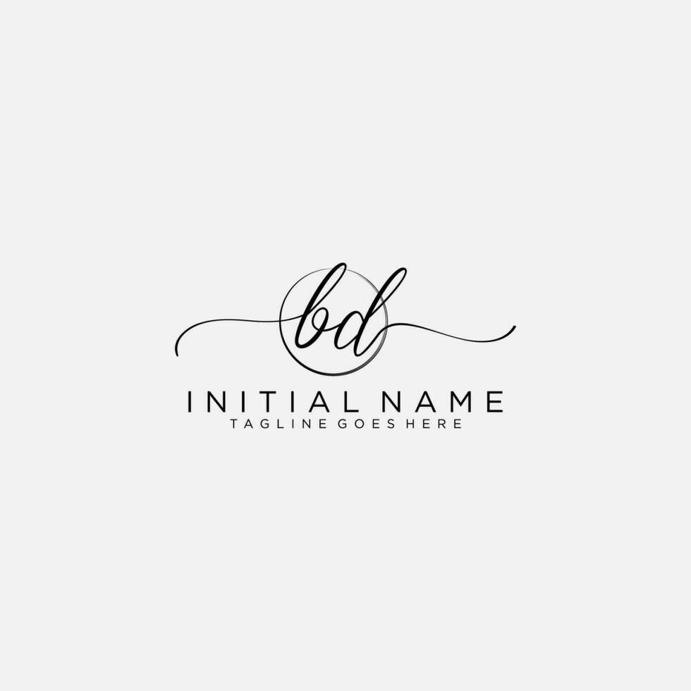 BD logo Initial handwriting or handwritten for identity. Logo with signature and hand drawn style. vector