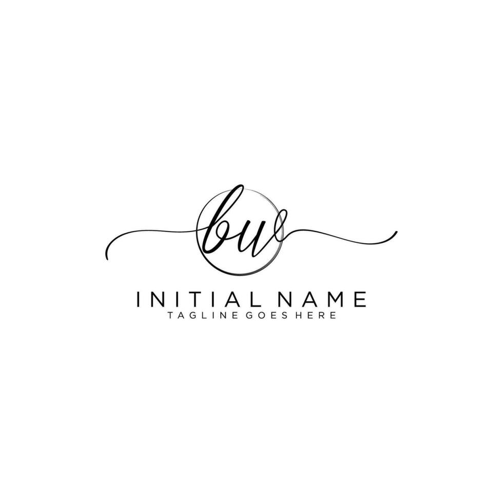 BW logo Initial handwriting or handwritten for identity. Logo with signature and hand drawn style. vector