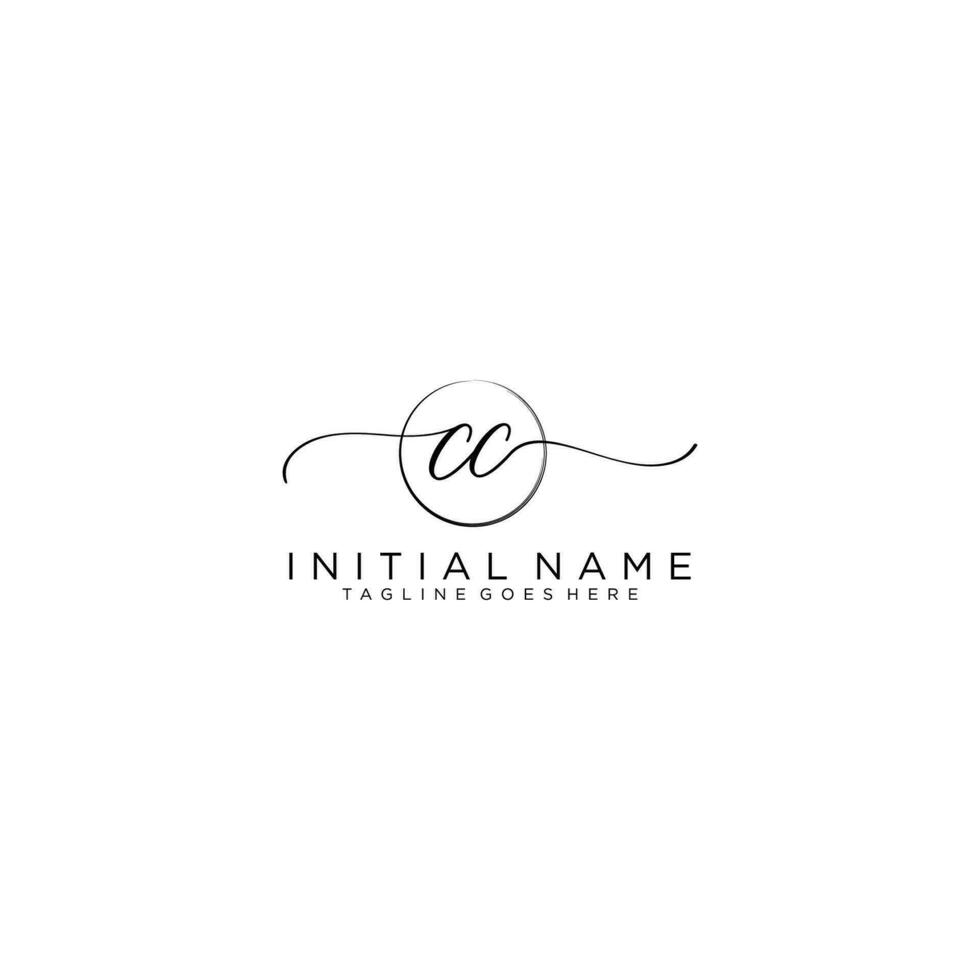 CC logo Initial handwriting or handwritten for identity. Logo with signature and hand drawn style. vector