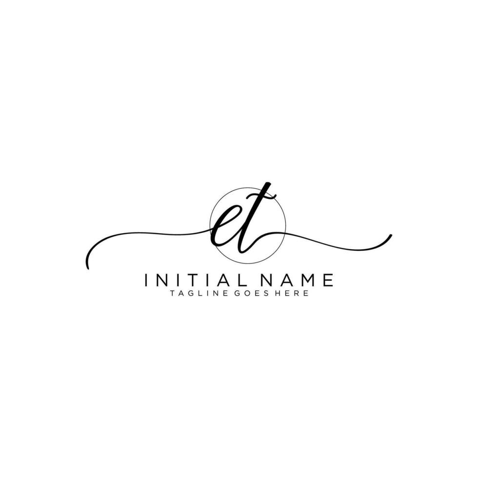 ET logo Initial handwriting or handwritten for identity. Logo with signature and hand drawn style. vector