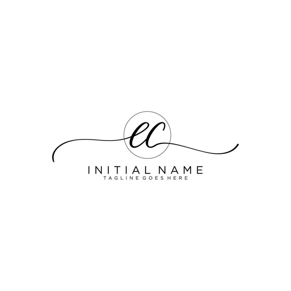 EC logo Initial handwriting or handwritten for identity. Logo with signature and hand drawn style. vector